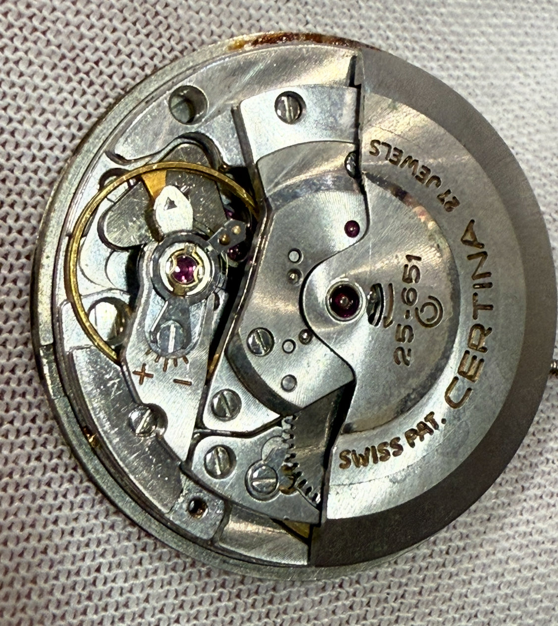 Certina Automatic “Blue Ribbon” – Complete Movement with Dial. Cal 25-651