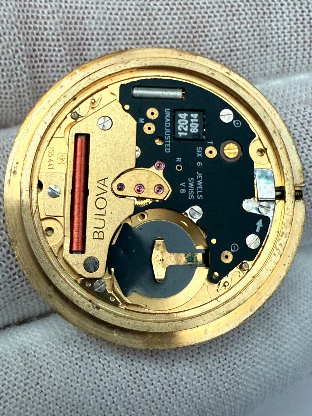 Bulova Quartz Movement – ETA 255.441 • 29.8 mm Gold Dial • Date • Fully Working