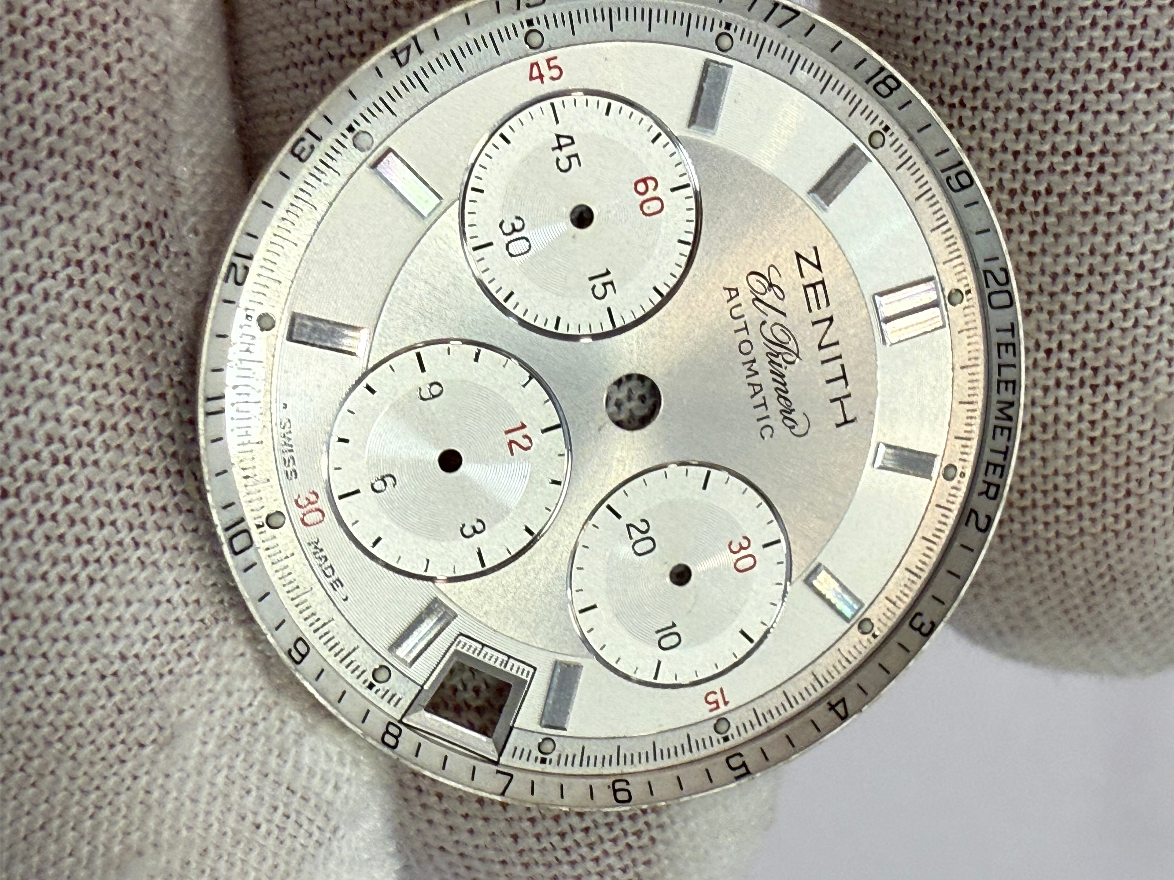 Zenith El Primero Dial – Original Silver Chronograph Dial for Caliber 400 | Fits A.C. 04.0461.400 Case (Rainbow Model)