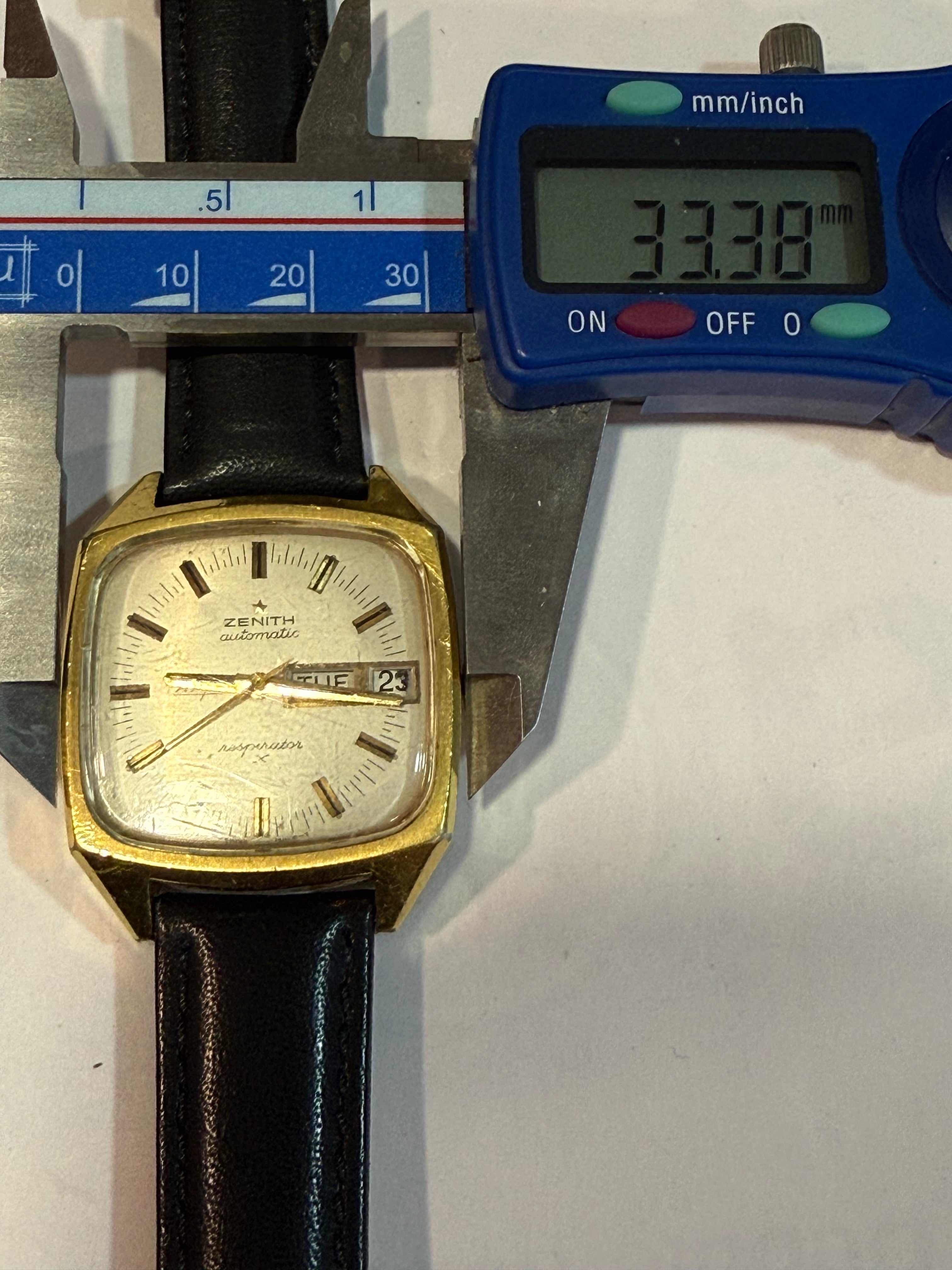 Zenith Respirator x ref SC 6787-1 . Vintage Swiss Automatic Watch, Day/Date, Gold-Tone Case (Serviced)