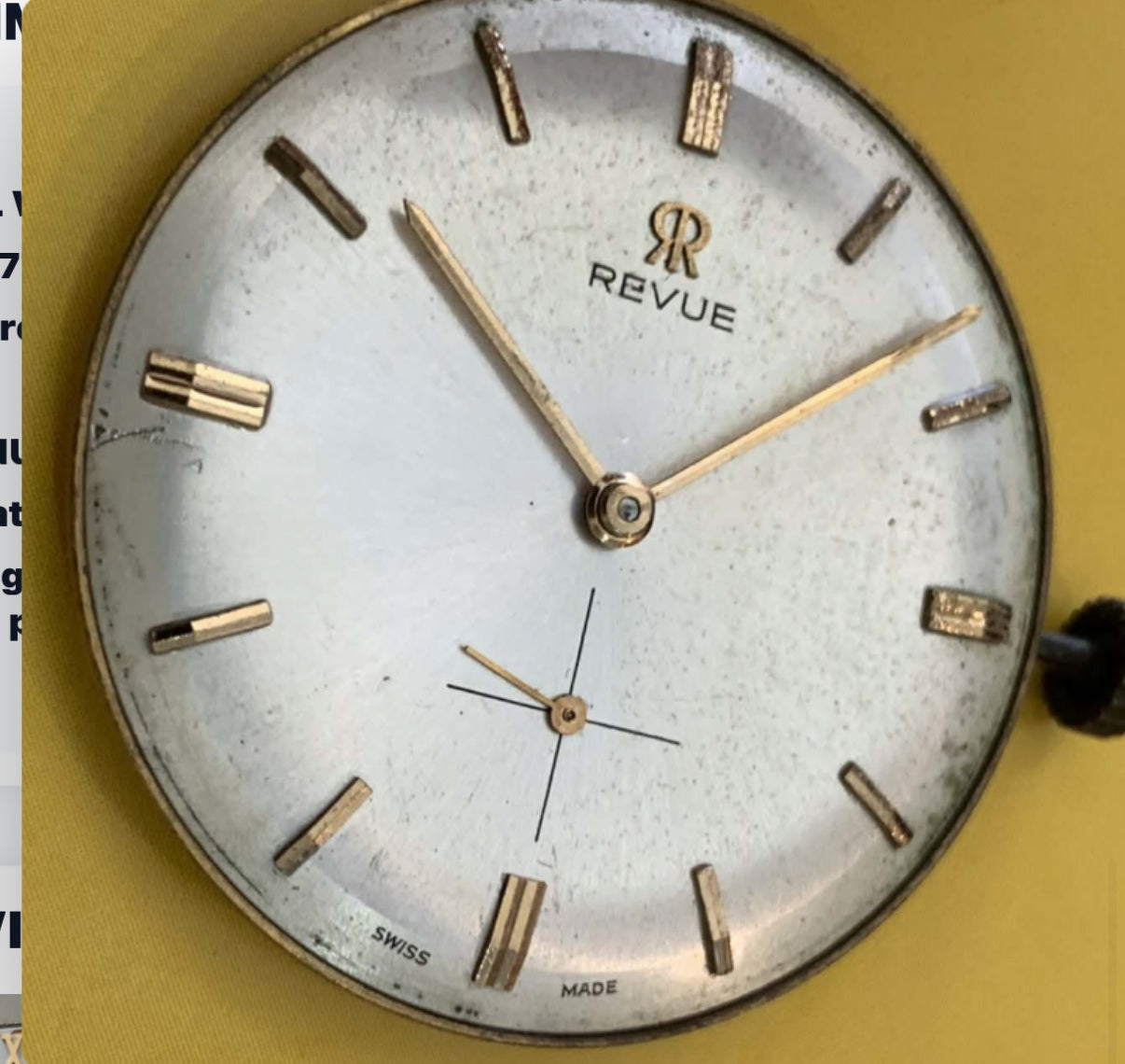 Revue Swiss Manual Movement – 17 Jewels – Cal 78-Small Seconds – 25.53 mm – Fully Working