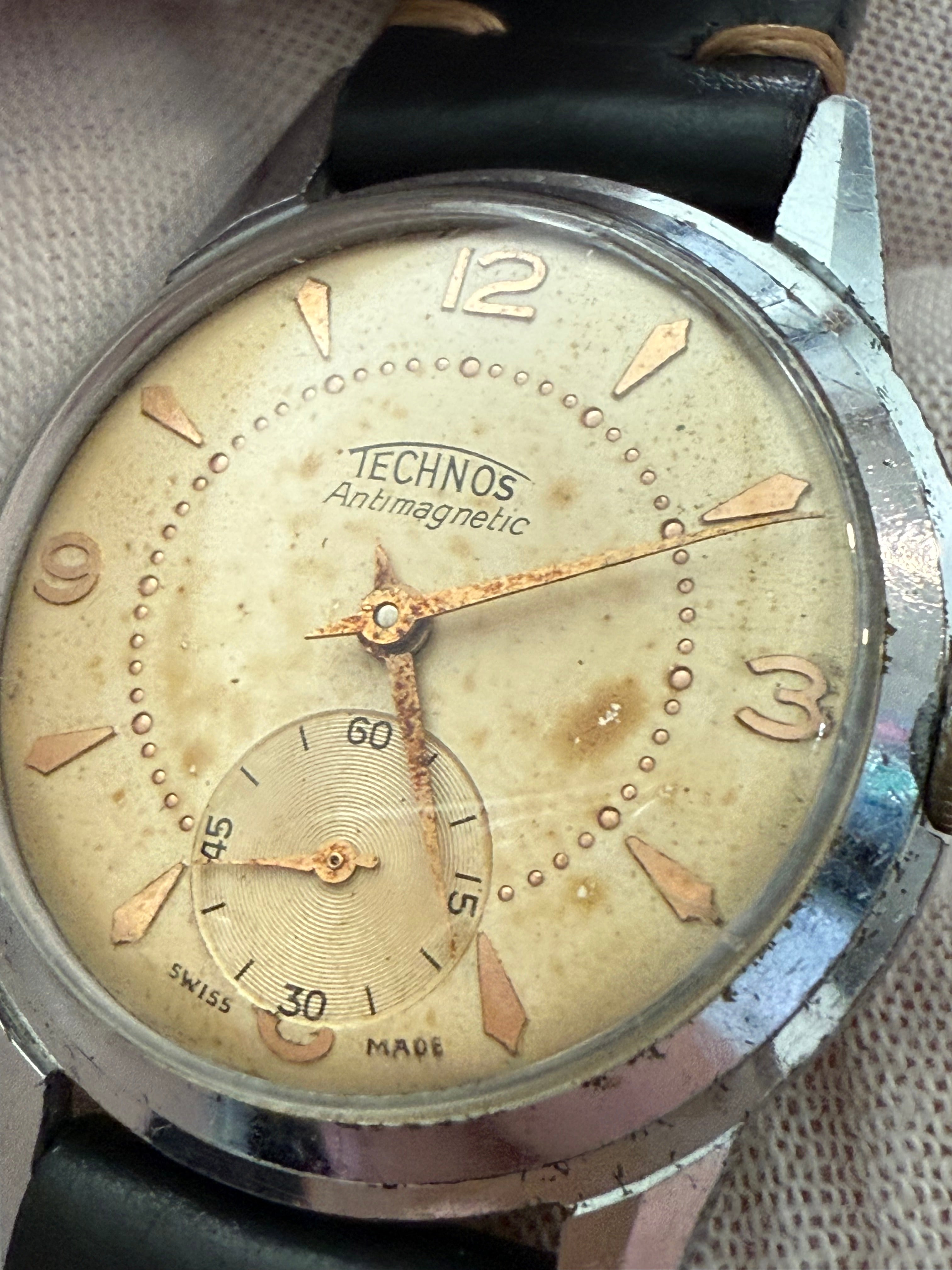 Vintage Technos Antimagnetic 33mm – Movement Manual. Serviced, work perfect.