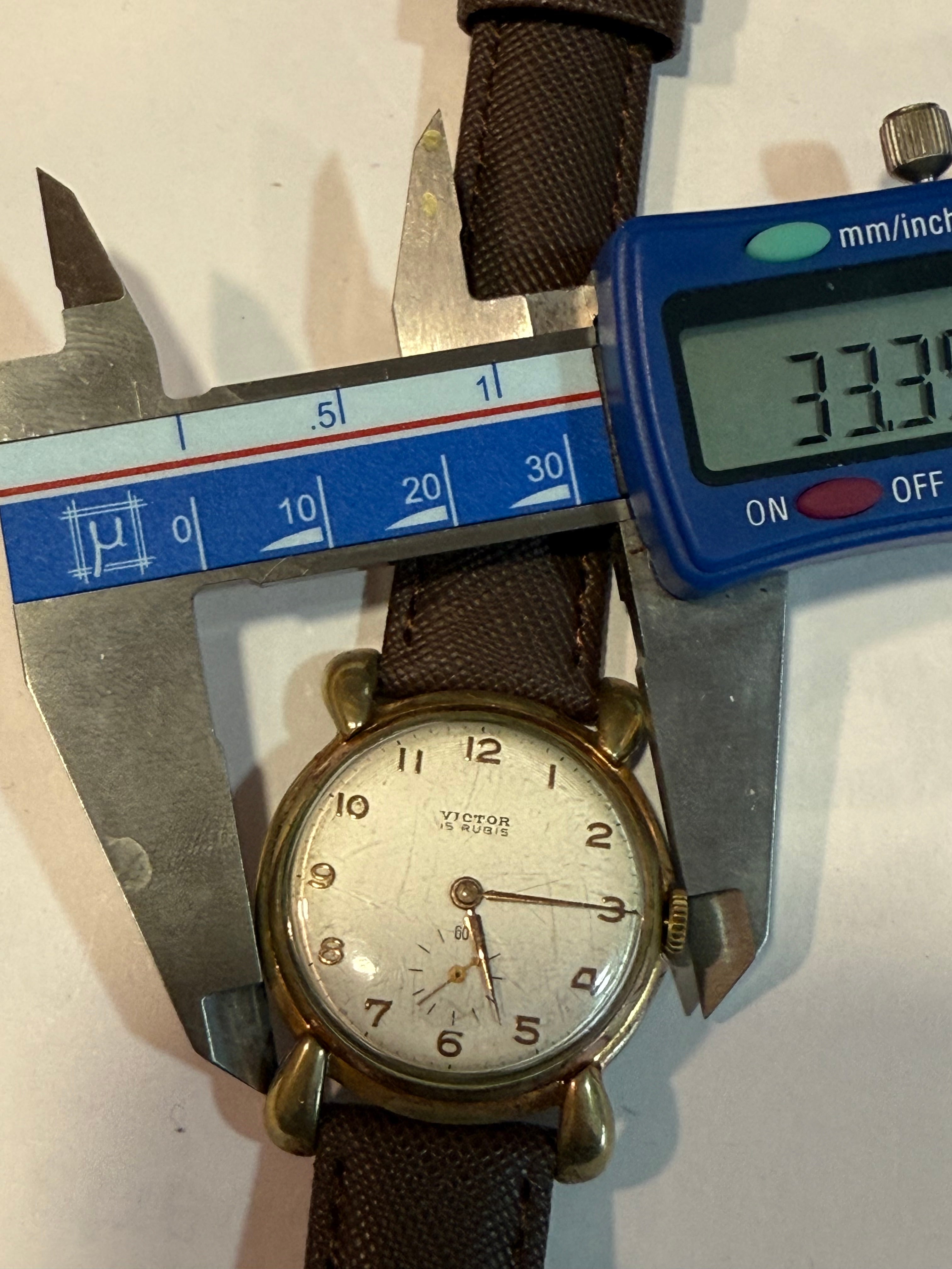 Victor Vintage Swiss Watch – 15 Rubis, Mechanical Hand-Wound, 33mm. Ref 12876