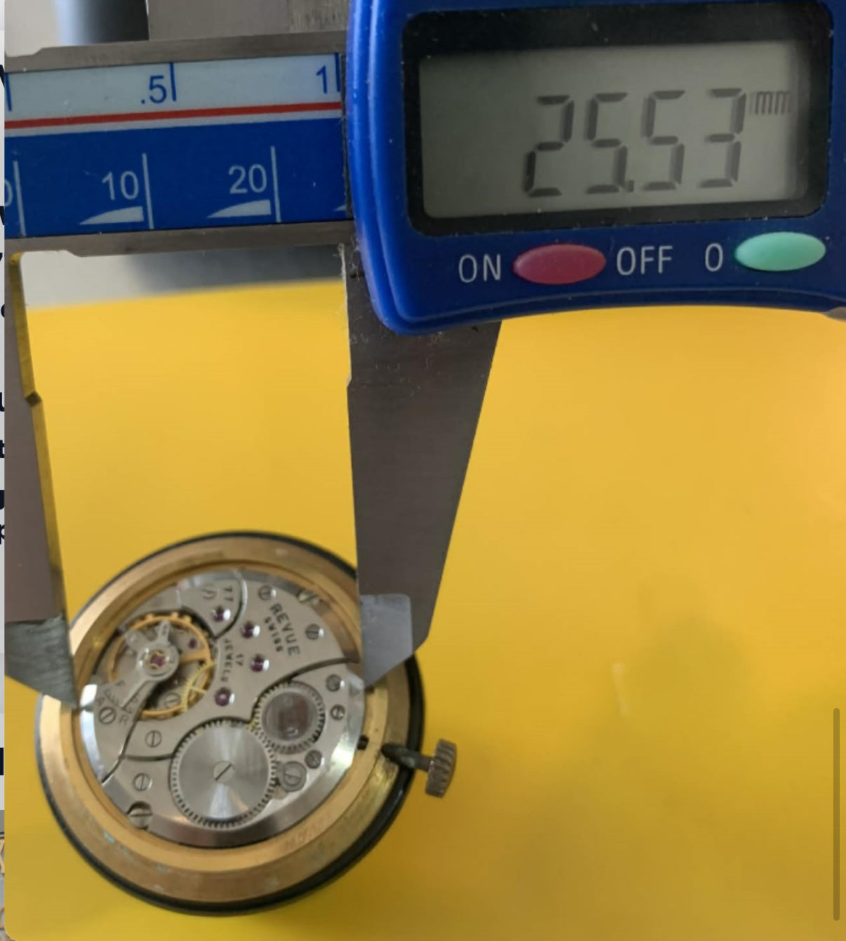 Revue Swiss Manual Movement – 17 Jewels – Cal 78-Small Seconds – 25.53 mm – Fully Working